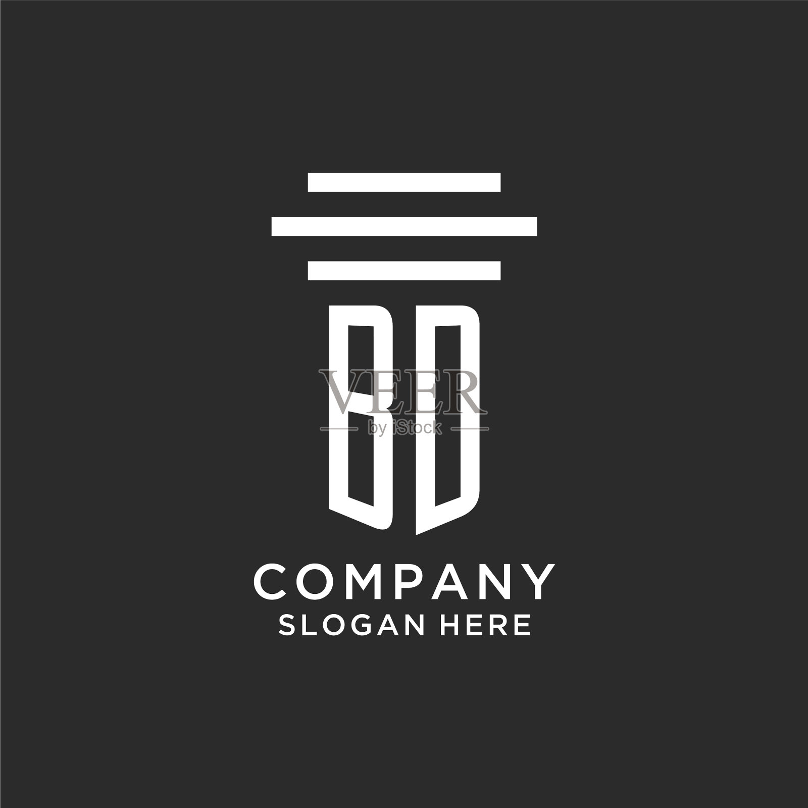 Bd首字母与简单的柱标志设计插画图片素材