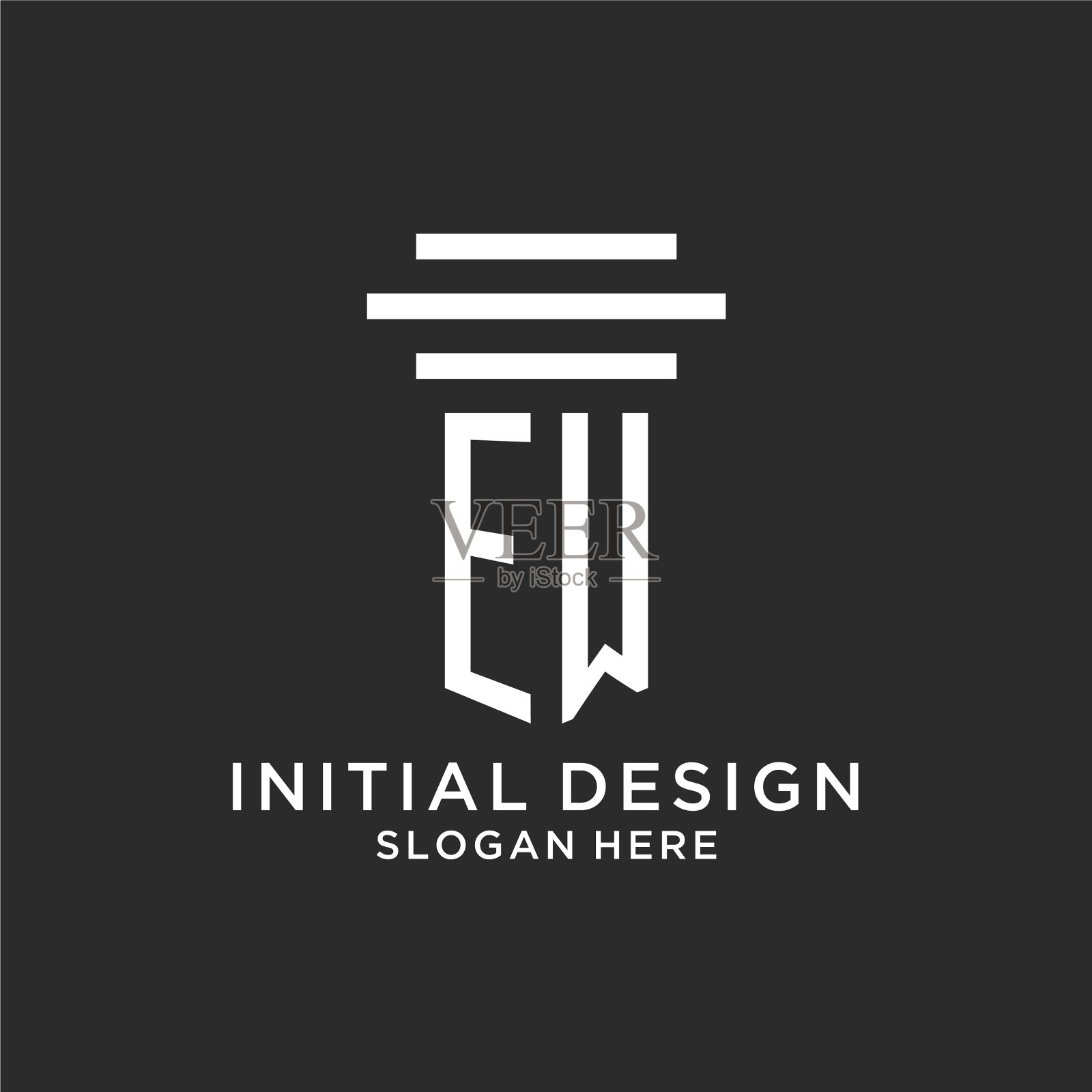 新首字母与简单的支柱标志设计插画图片素材