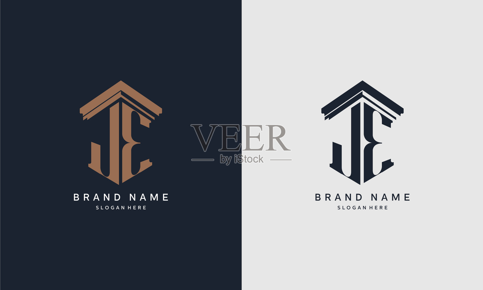 首字母je标志与支柱元素最好的法律插画图片素材