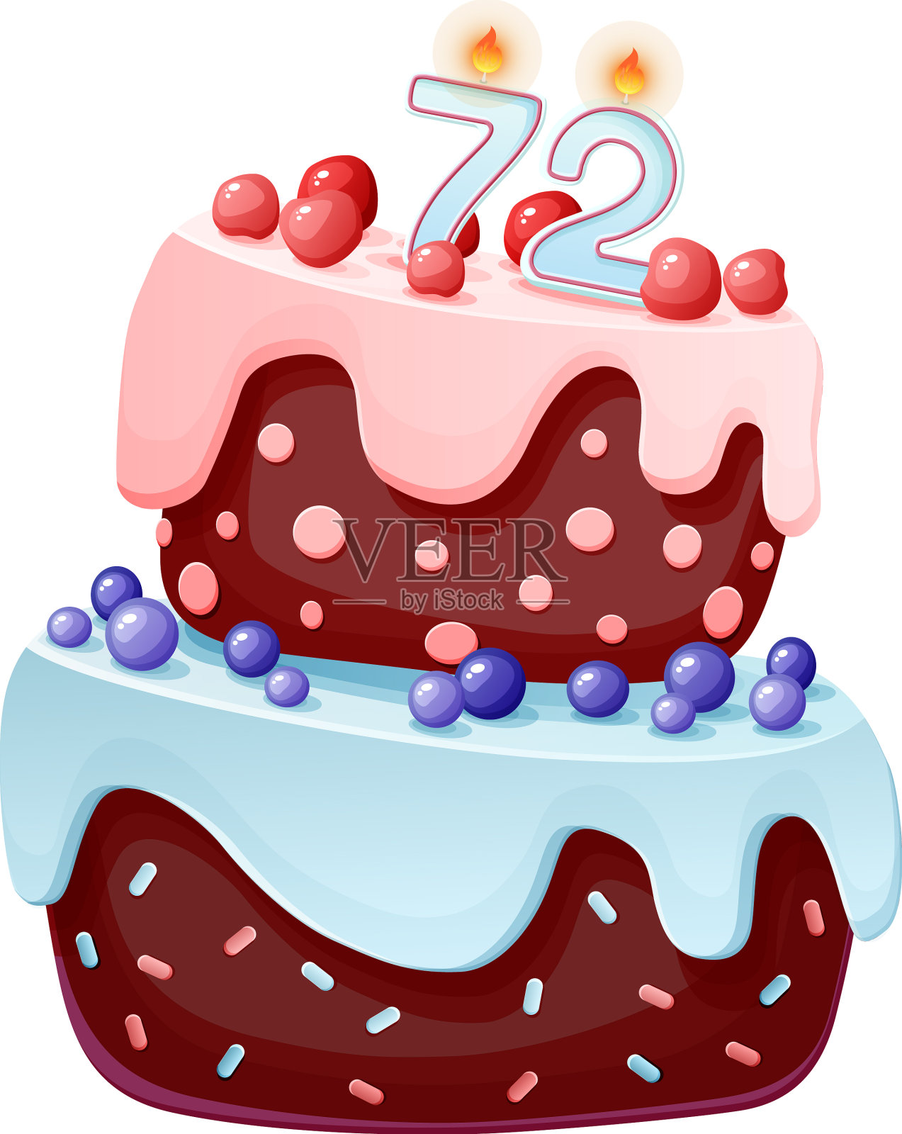 72岁生日蛋糕和蜡烛设计元素图片