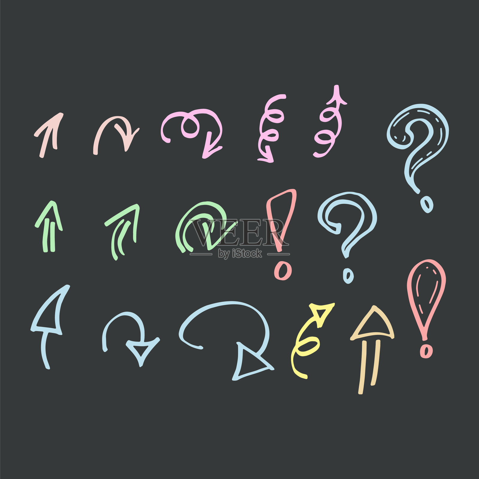 涂鸦沟通和目标彩色线设置图标素材