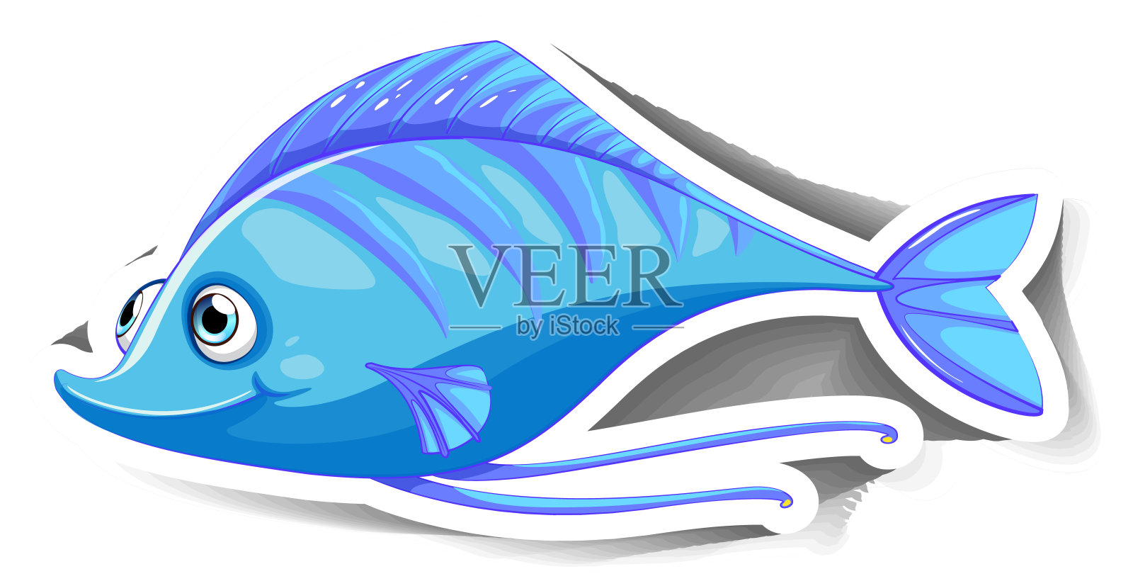 可爱鱼的海洋动物卡通贴纸插画图片素材