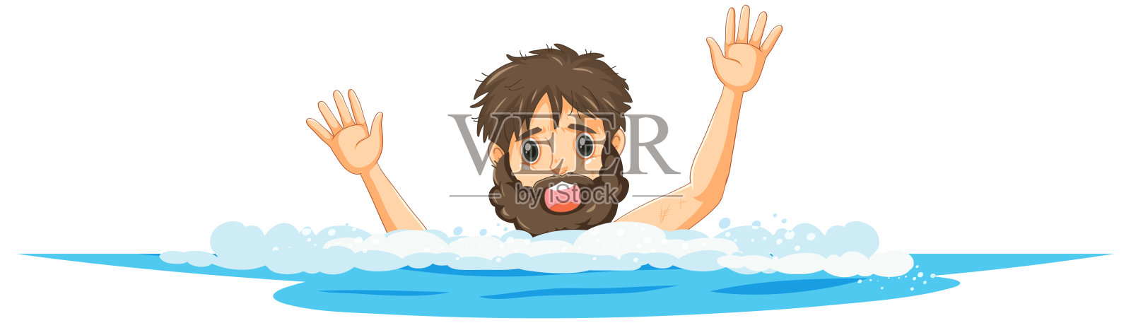 有人在海里需要帮助插画图片素材