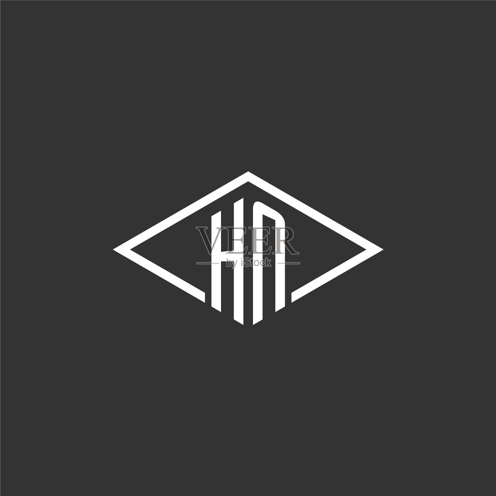 首字母缩写hn标志的字母组合与简单的钻石插画图片素材