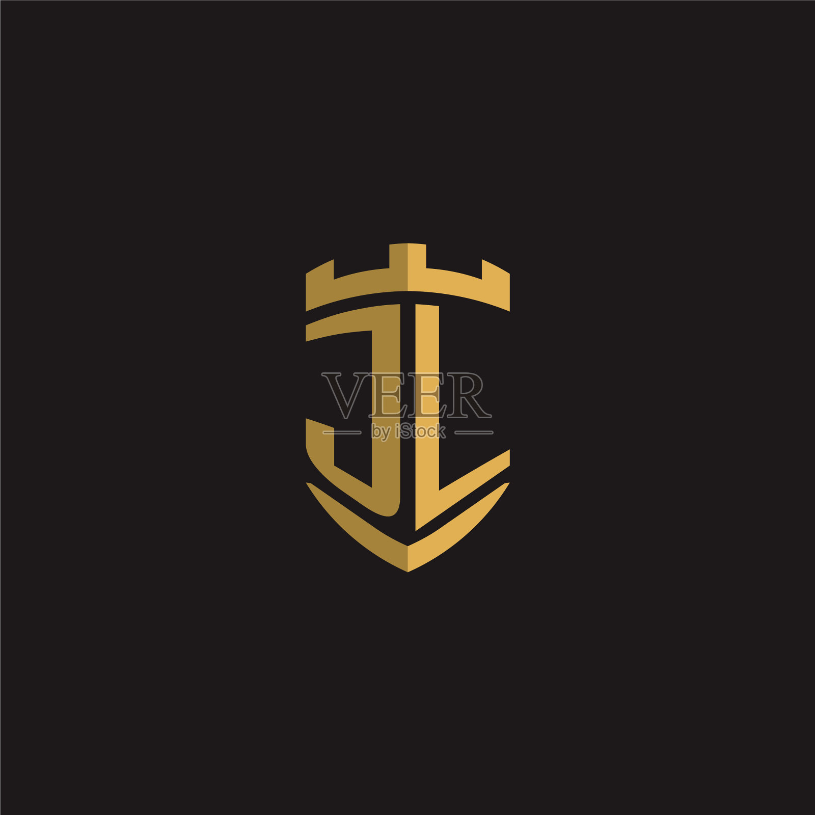 首字母jl标志字母组合与盾风格设计插画图片素材