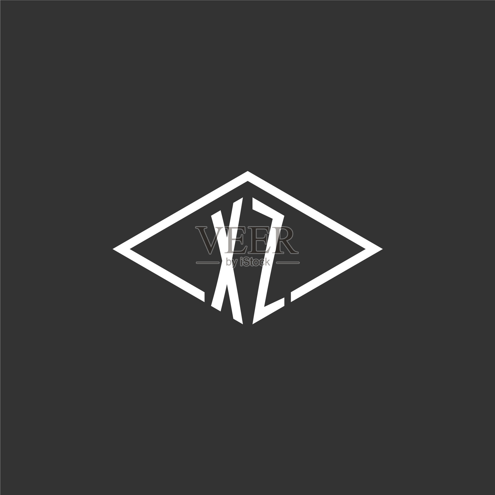 首字母xz标志的字母组合与简单的钻石插画图片素材