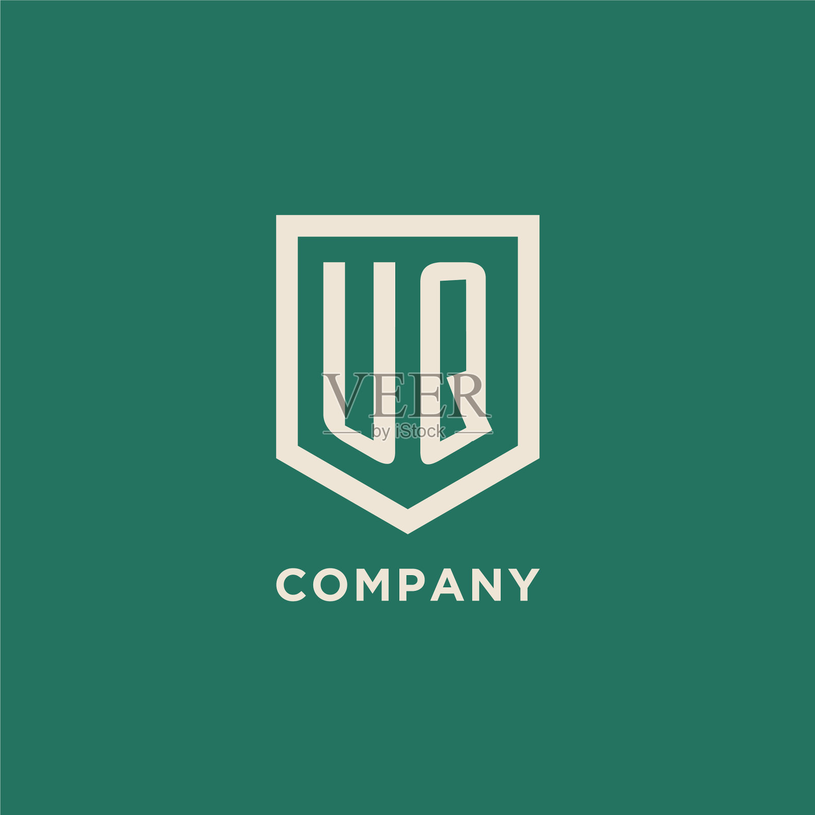 Uq初始logo字母盾牌几何形状插画图片素材