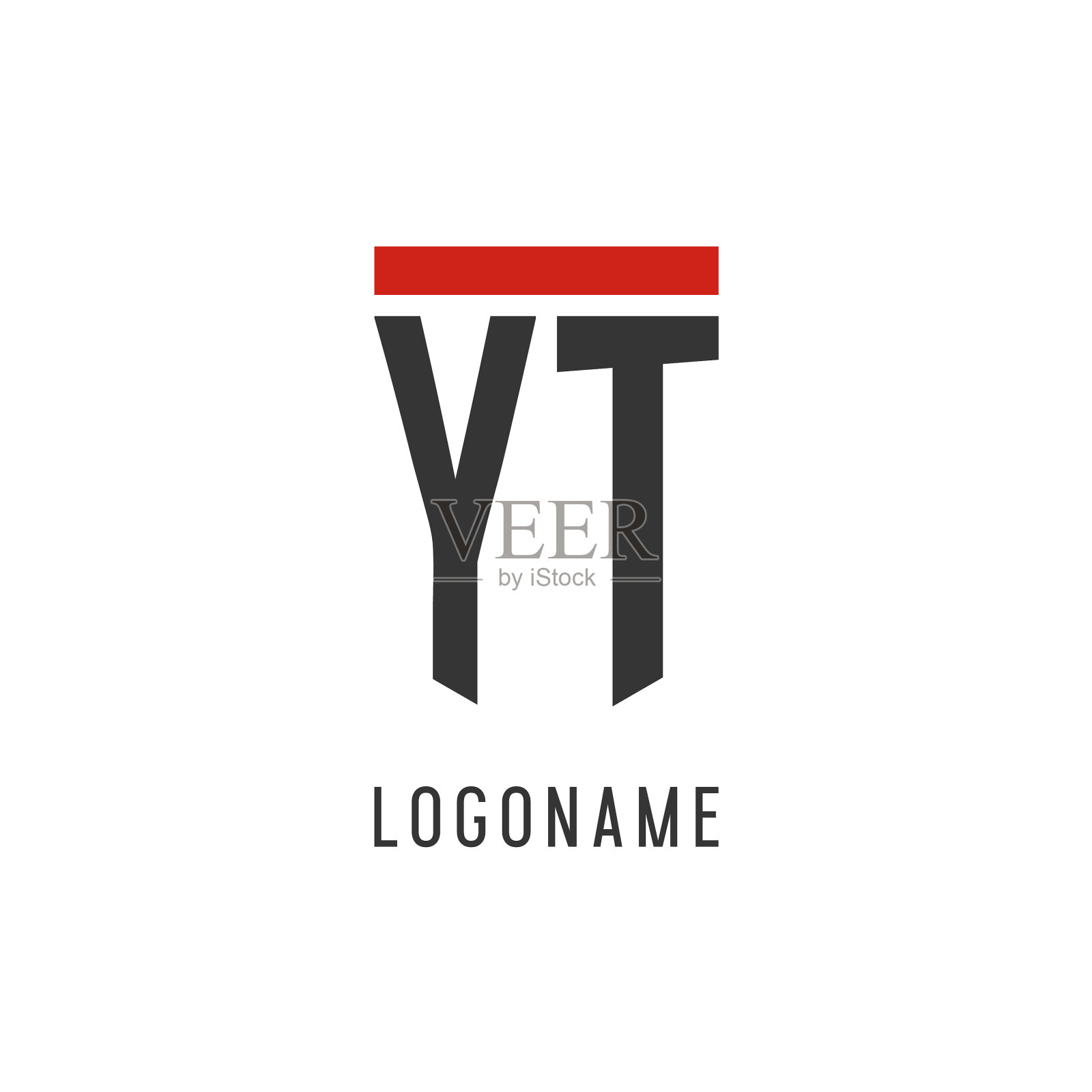 Yt最初的电竞标志，带有简单的盾牌设计插画图片素材