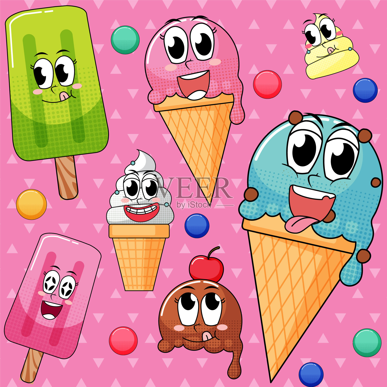 白色背景的各种糖果插画图片素材