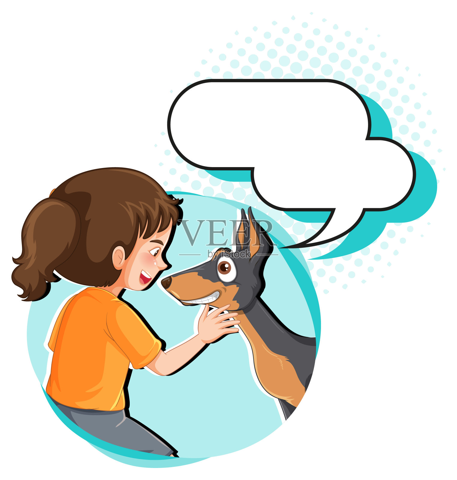 一个带着空callout的女孩插画图片素材