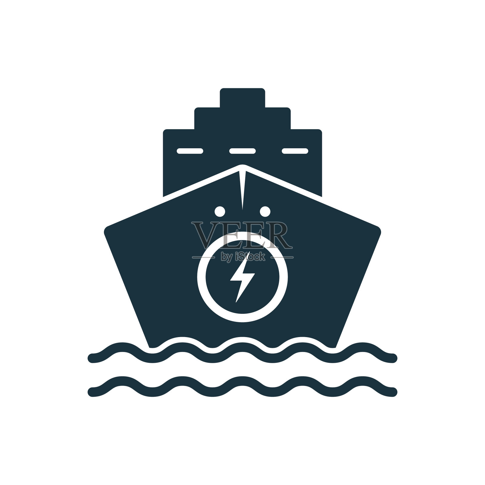 电船剪影黑色图标生态海洋设计元素图片