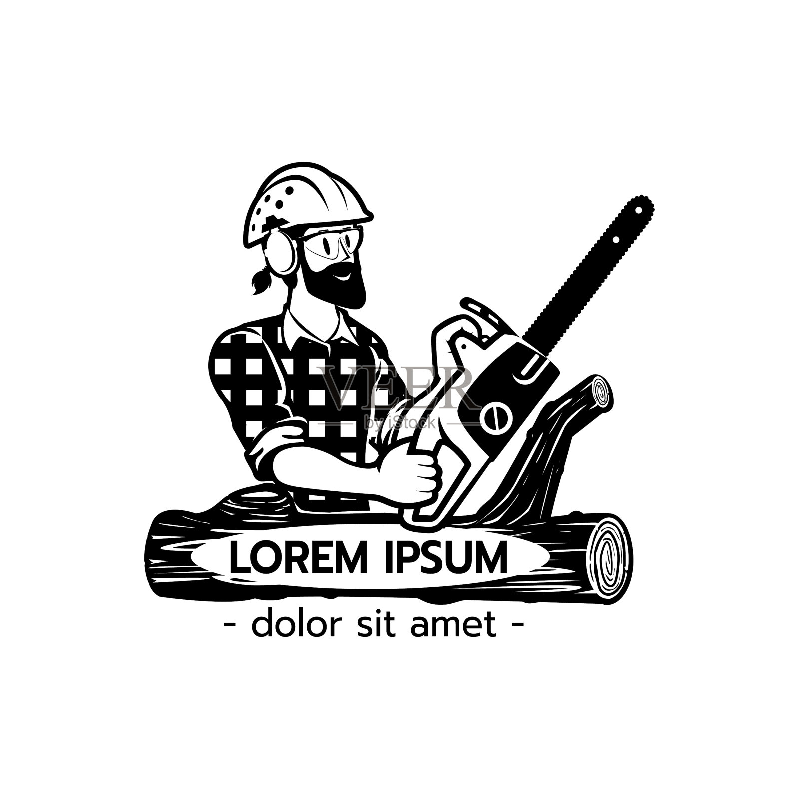 伐木工人树艺家树插画图片素材