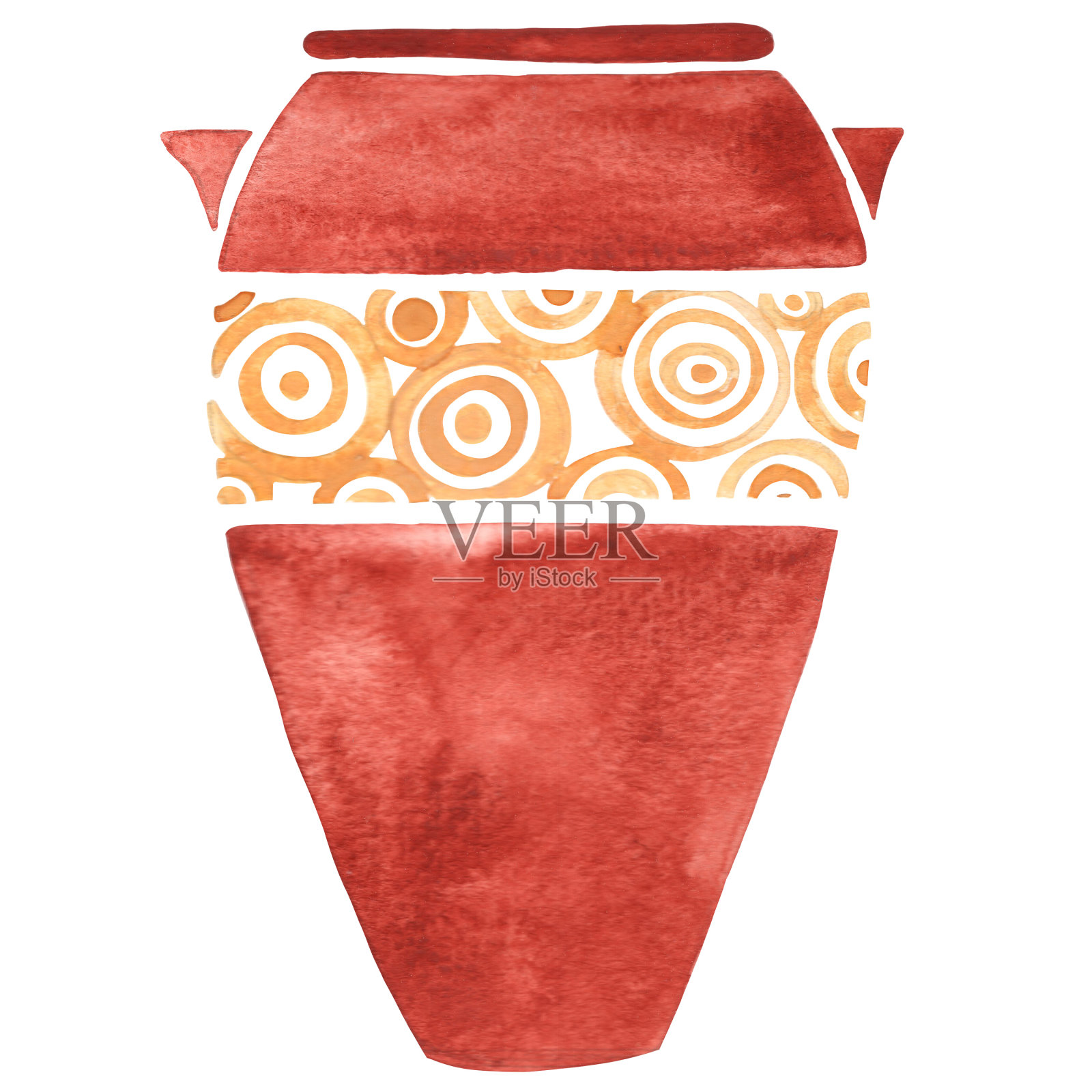 古代罐子标志水彩插图装饰历史和陶器。插画图片素材