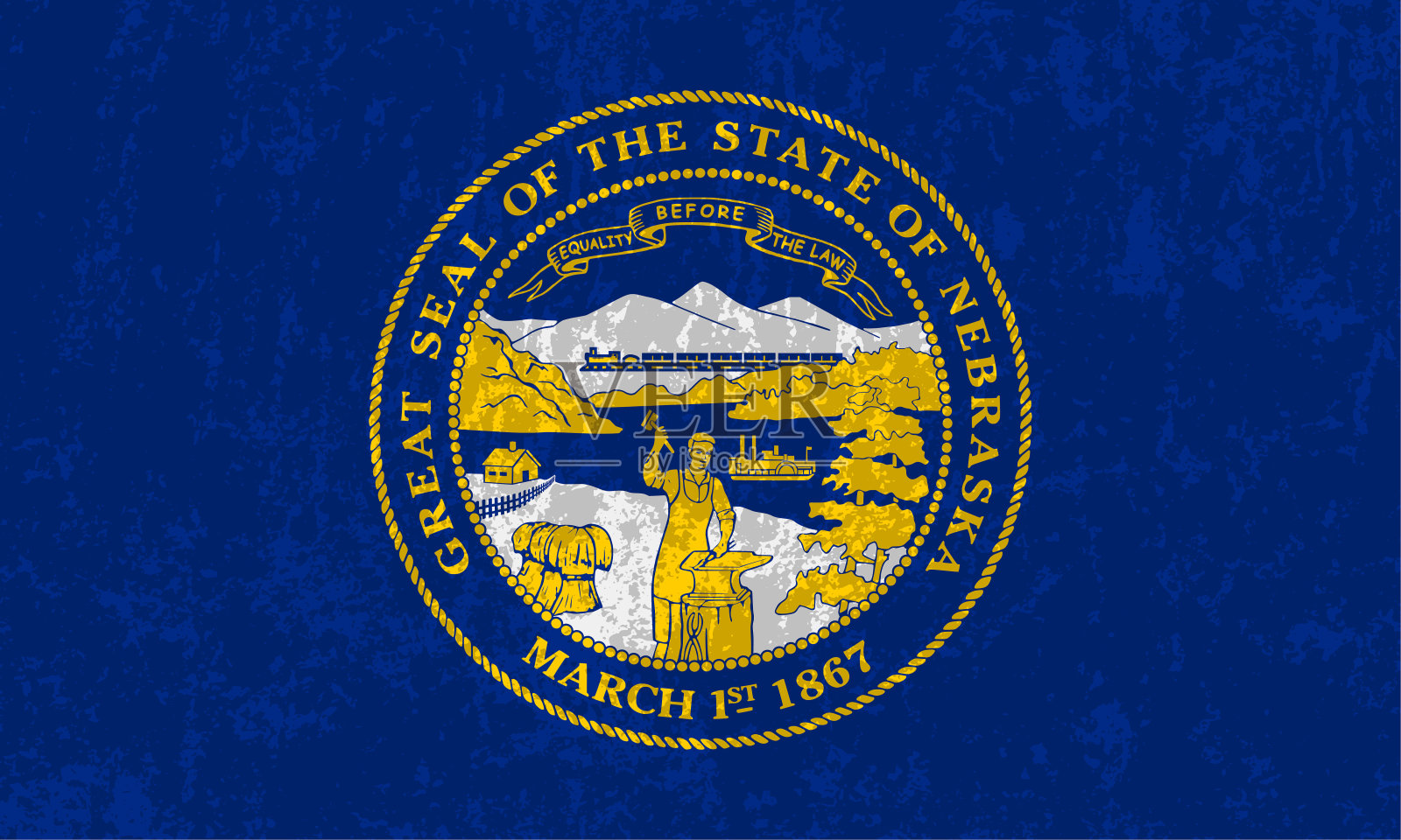 内布拉斯加州的垃圾旗。矢量插图。插画图片素材