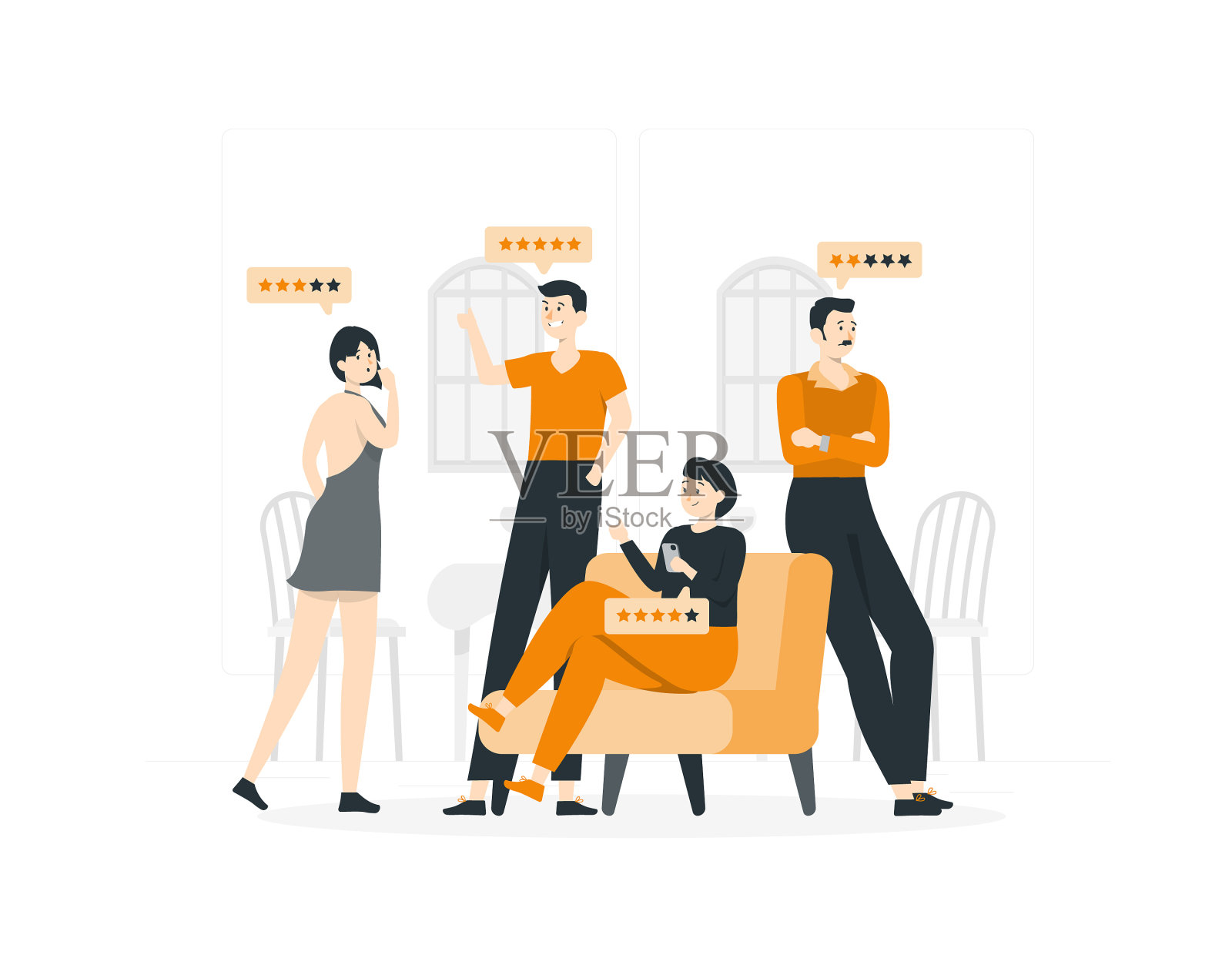 客户满意客户离开五星插画图片素材
