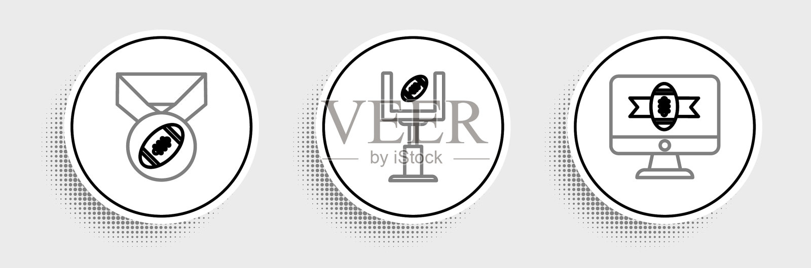 在电视节目橄榄球中设定美式足球路线图标素材