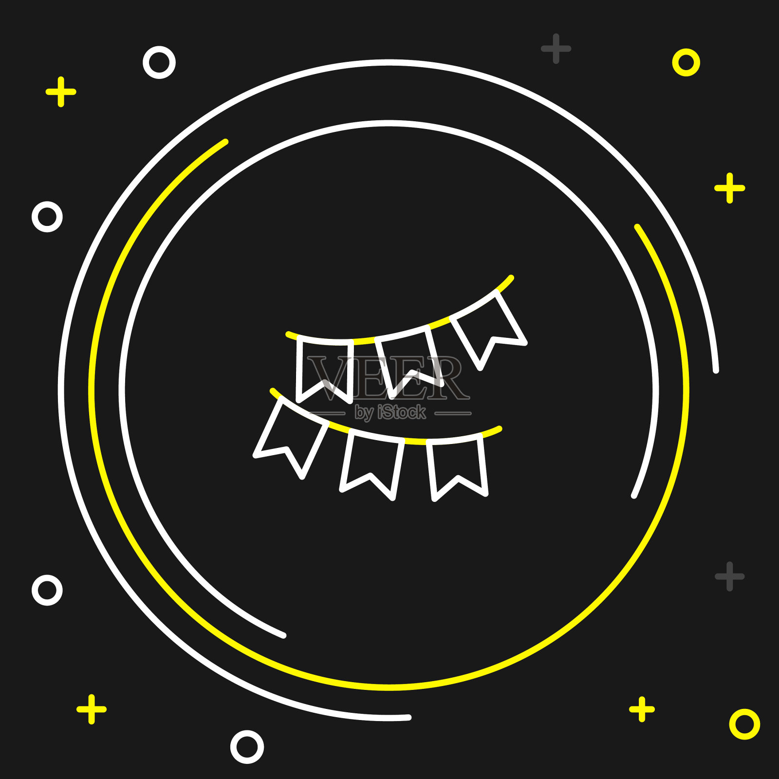 线嘉年华花环与旗帜图标孤立上插画图片素材