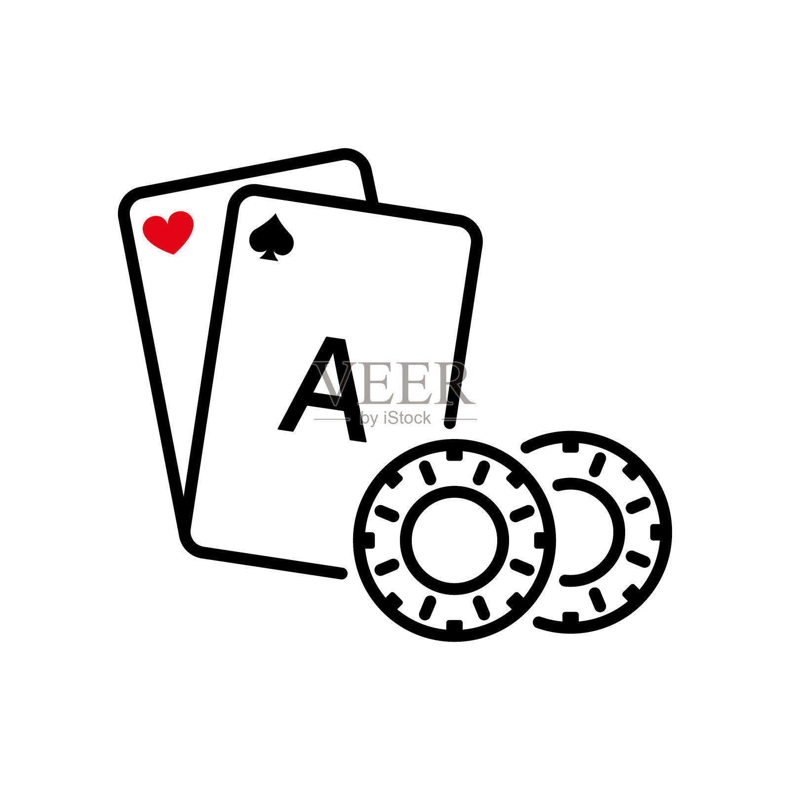 拉斯维加斯的赌场轮盘赌轮廓象形游戏设计元素图片