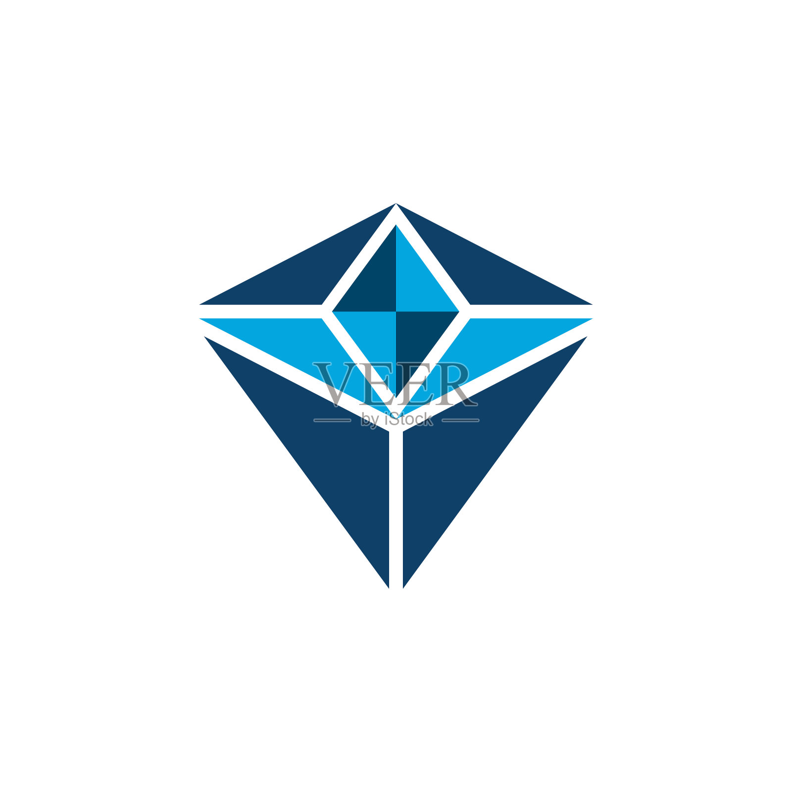 蓝色钻石眼符号图标插画图片素材