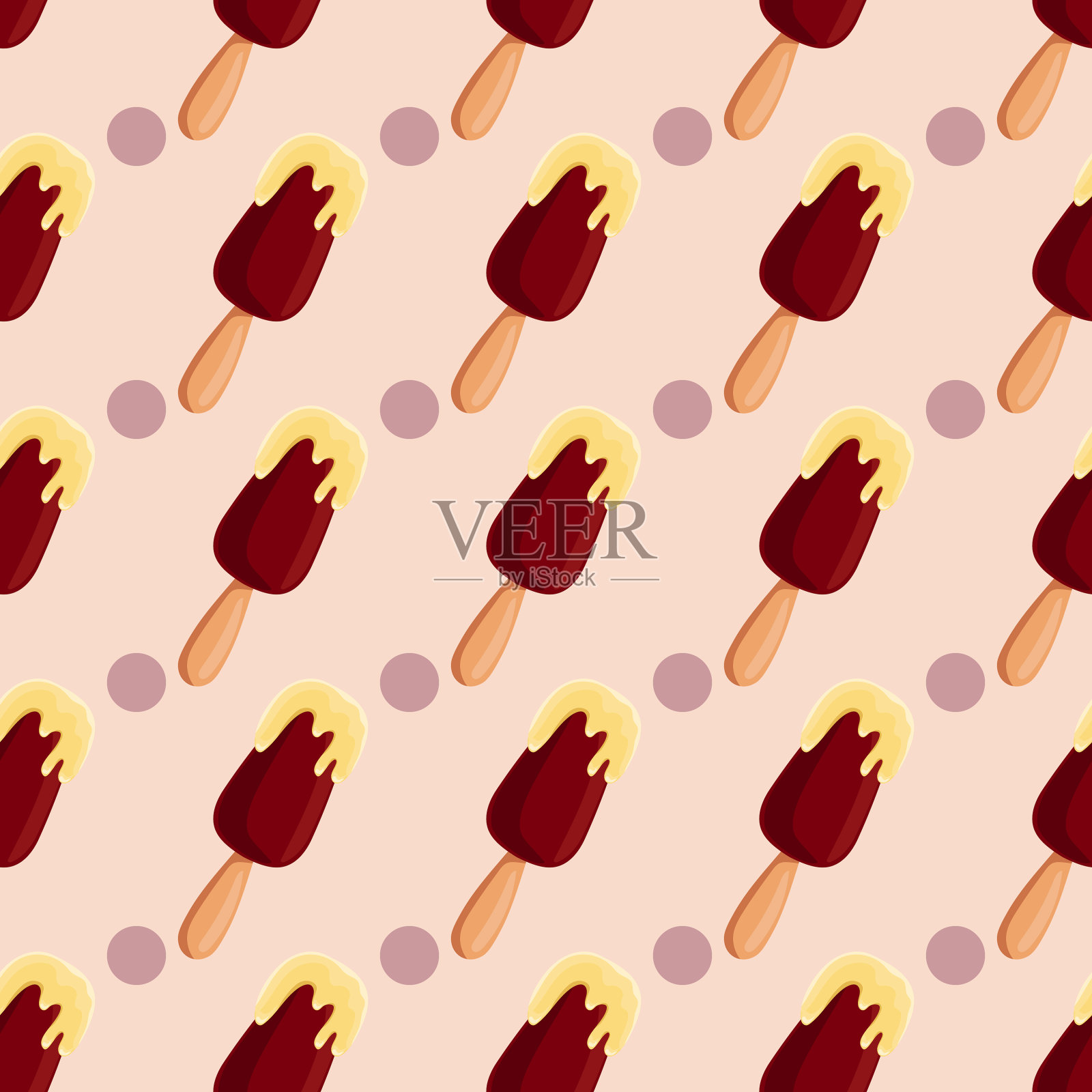 无缝图案与卡通冰淇淋插画图片素材