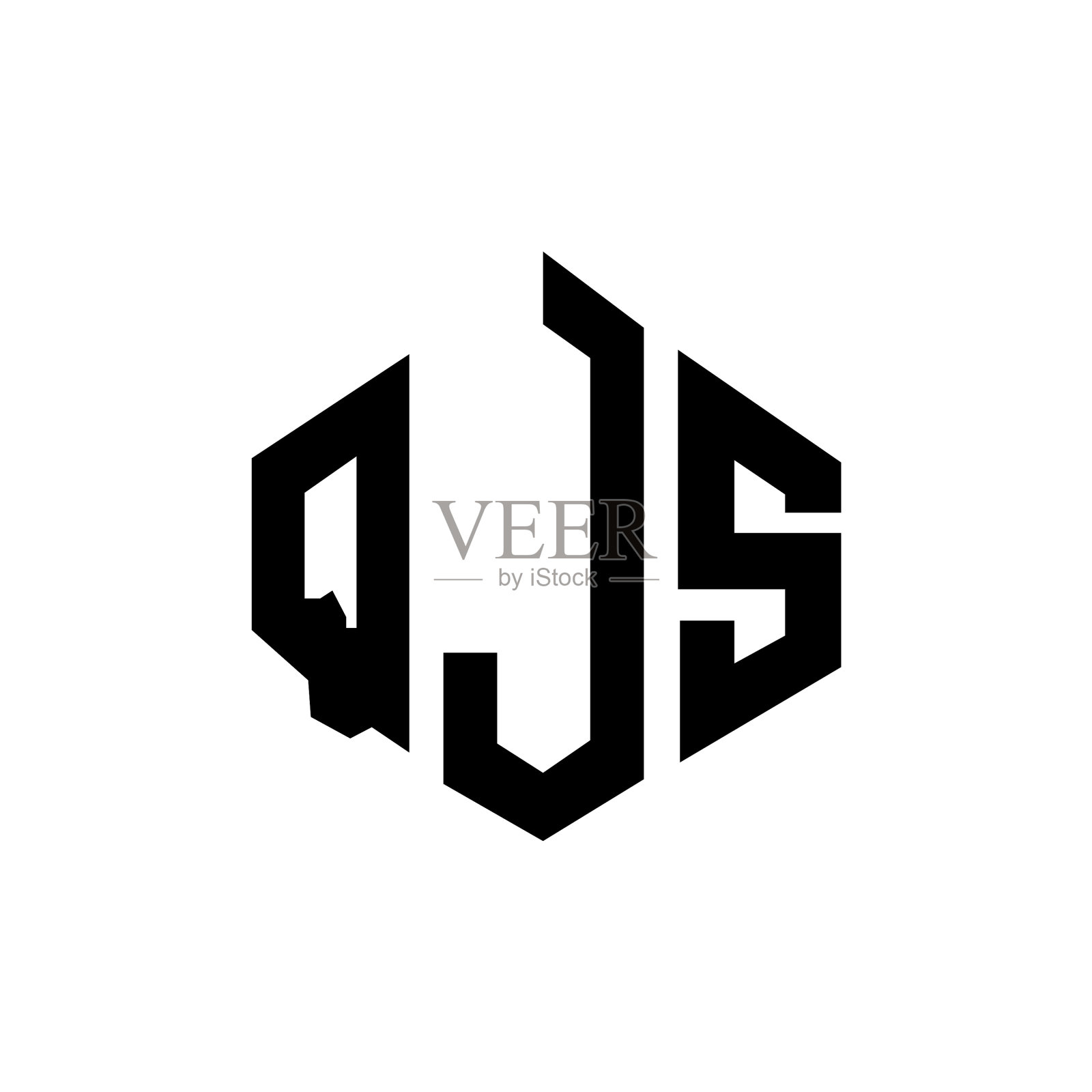QJS字母logo设计，配合多边形QJS形状插画图片素材