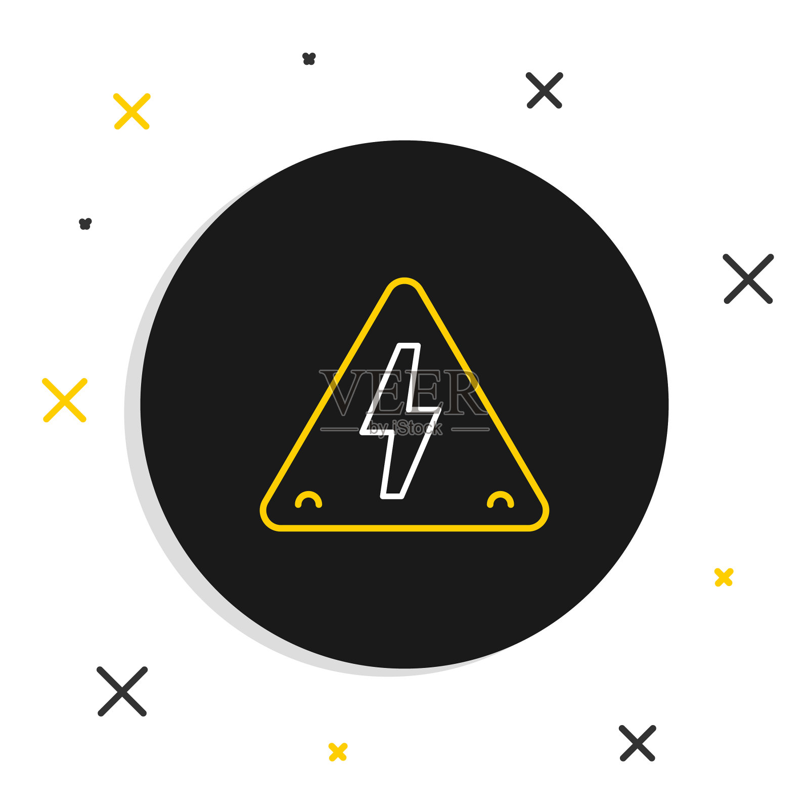 线路高压标志图标隔离在白色插画图片素材