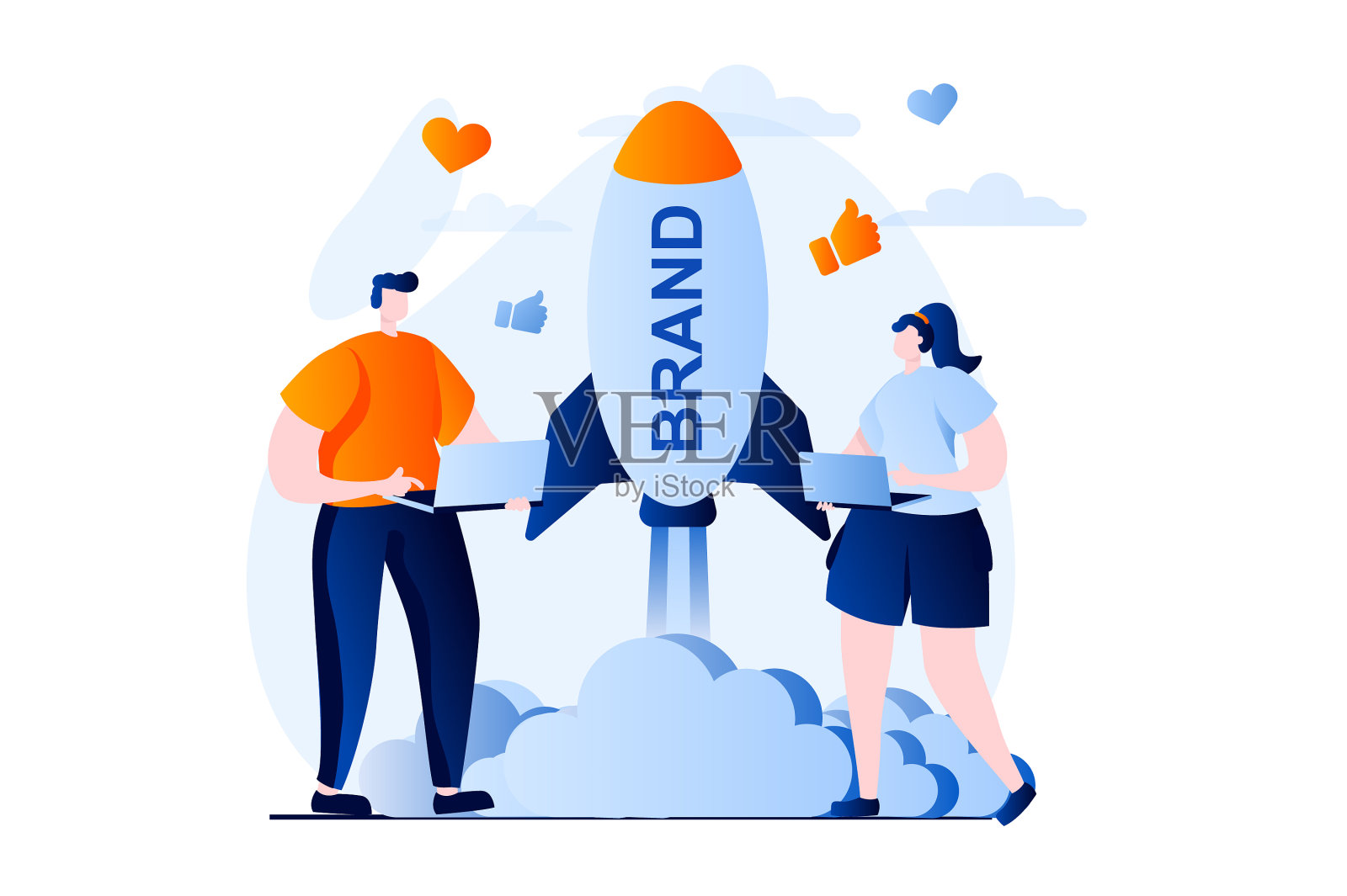 品牌团队概念与人场景在平设计元素图片