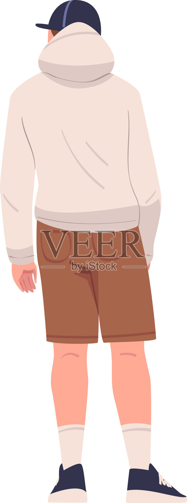 男人性格在卫衣和帽子站在后面的观点设计元素图片