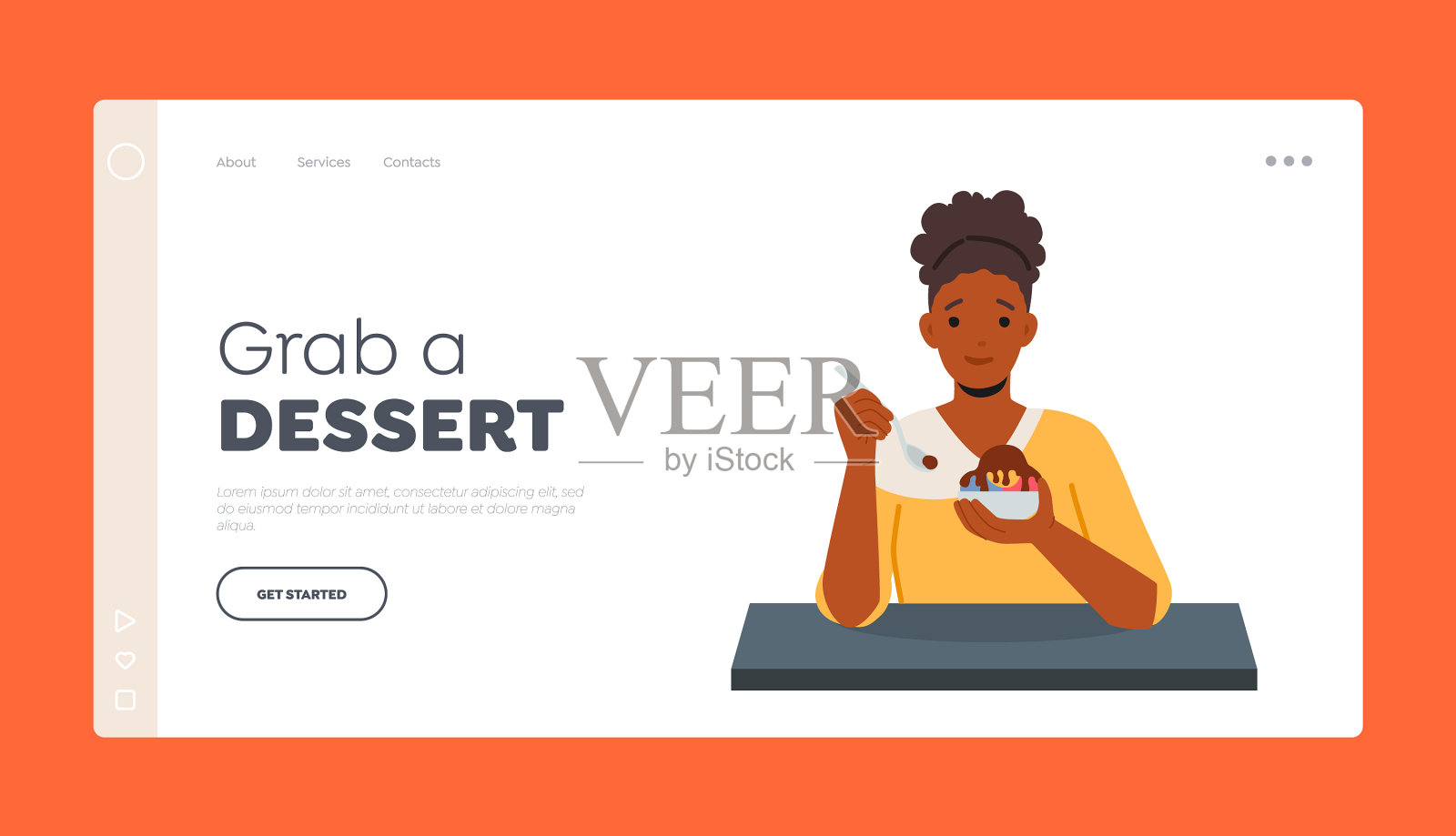 抓取一个甜点登陆页面模板享受插画图片素材