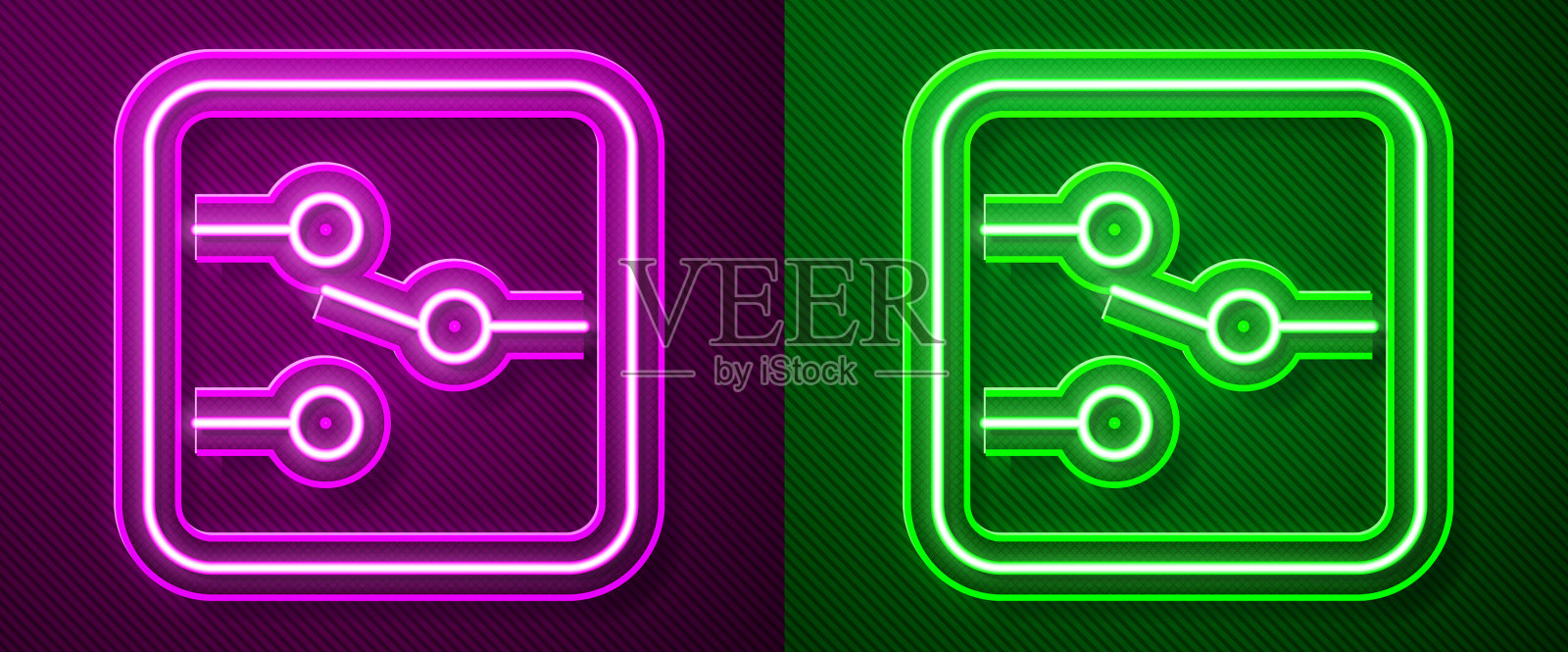 电子电路中发光的霓虹灯线路开关插画图片素材