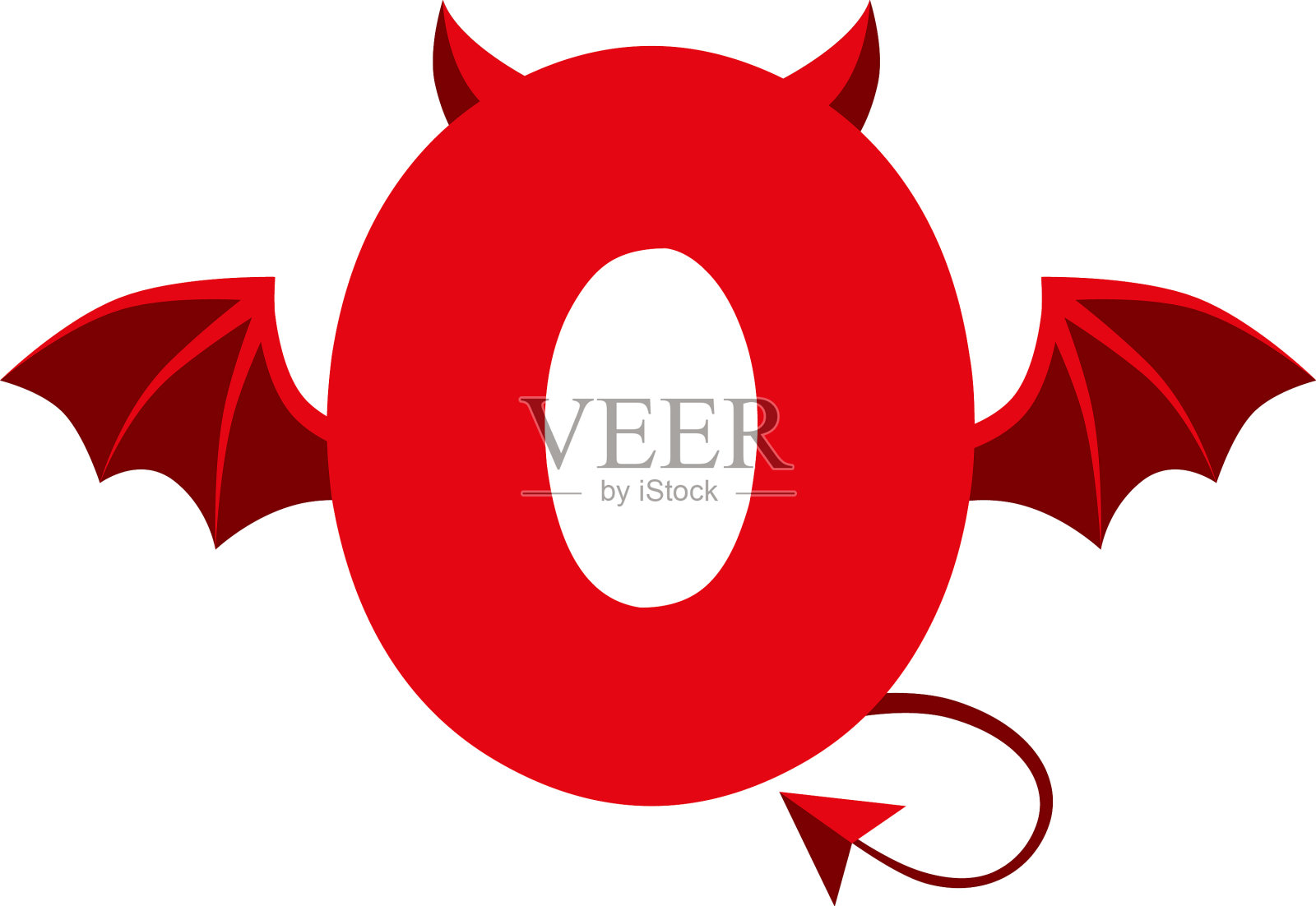 恶魔红色0数字与翅膀的UI游戏设计元素图片