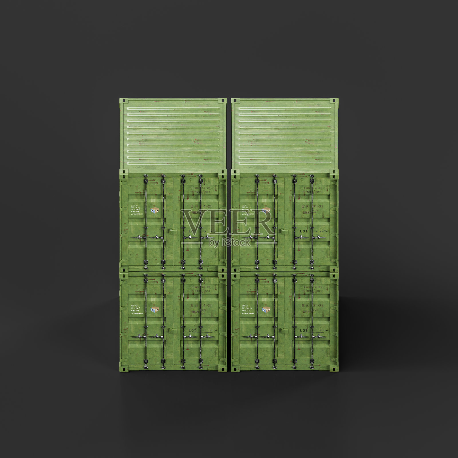 孤立的海运集装箱，物流运输货物集装箱，三维渲染照片摄影图片