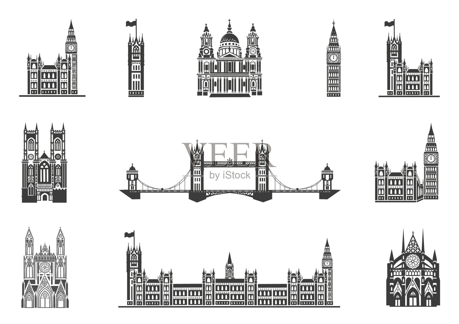 伦敦地标性建筑插画图片素材
