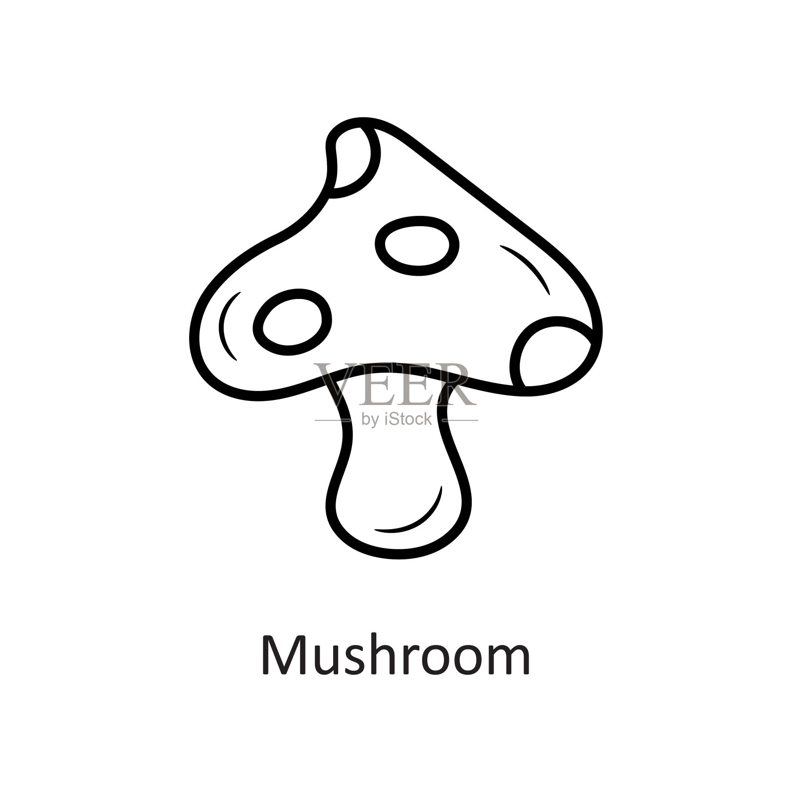 蘑菇矢量轮廓图标设计插图。万圣节符号在白色背景EPS 10文件插画图片素材