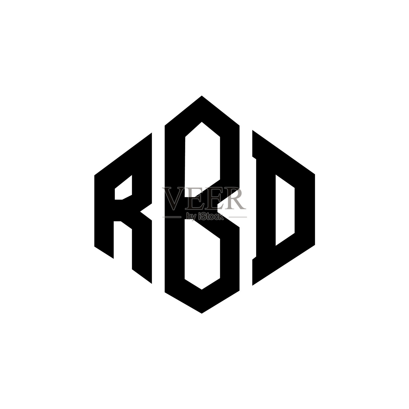 RBD字母logo设计配合RBD多边形造型插画图片素材