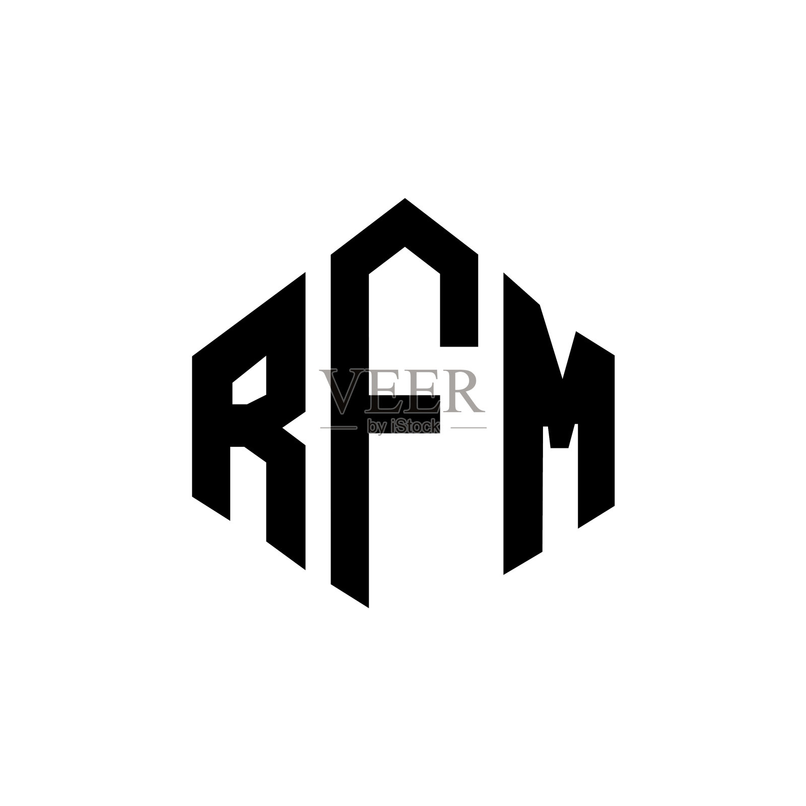 RFM字母标志设计采用RFM多边形形状插画图片素材