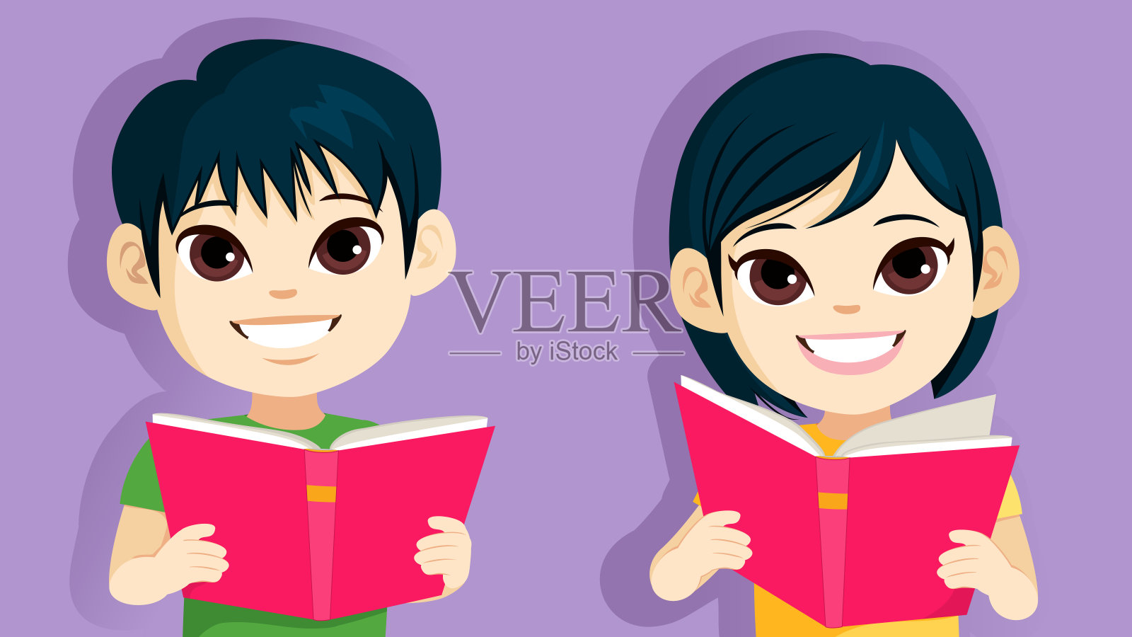 孩子们手里拿着书插画图片素材