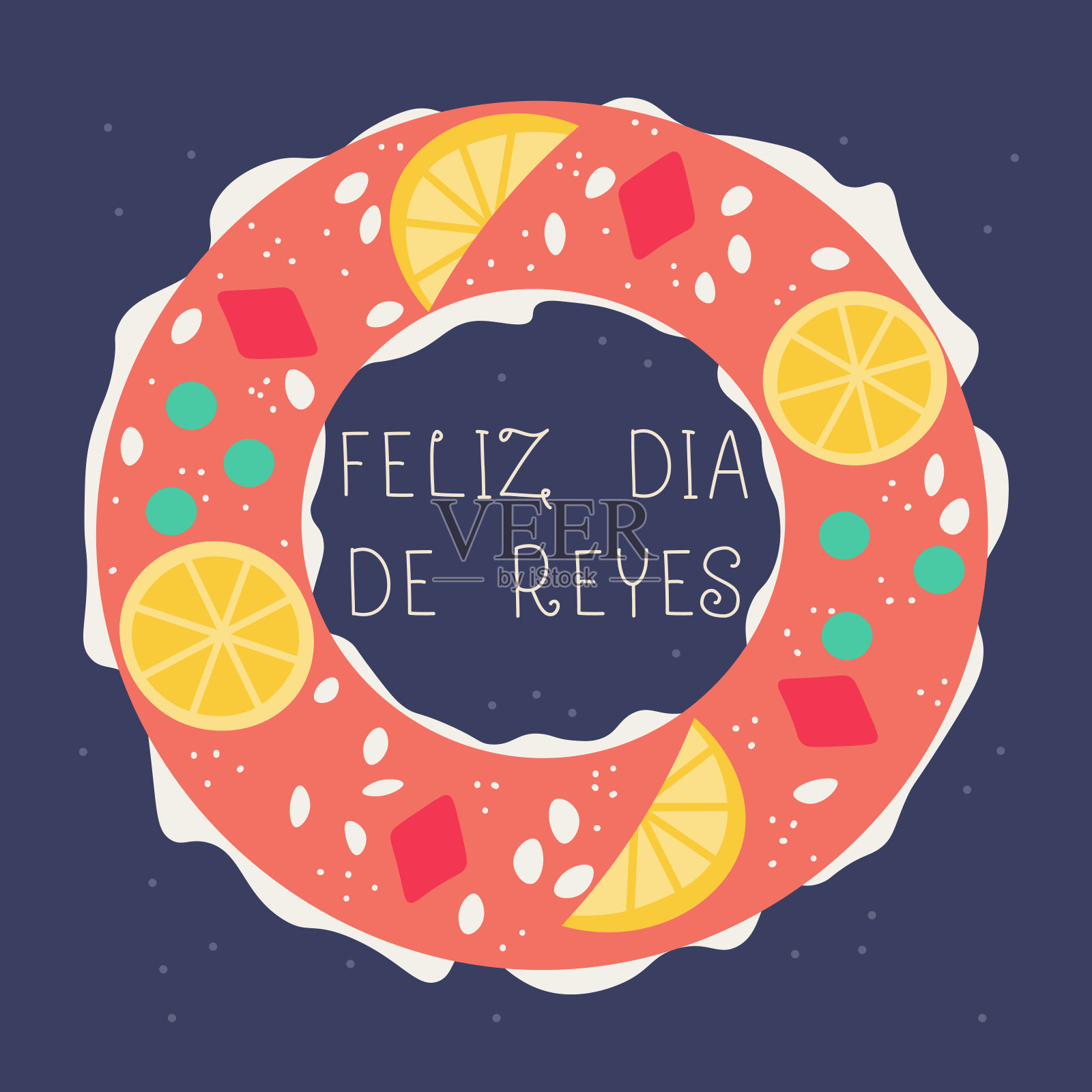 西班牙主显节传统甜点，节日快乐banner/海报/贴纸设计矢量素材插画图片素材