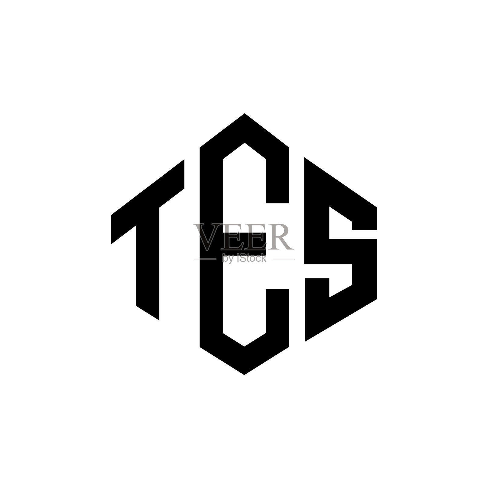 Tes字母标志设计与多边形形状Tes设计元素图片