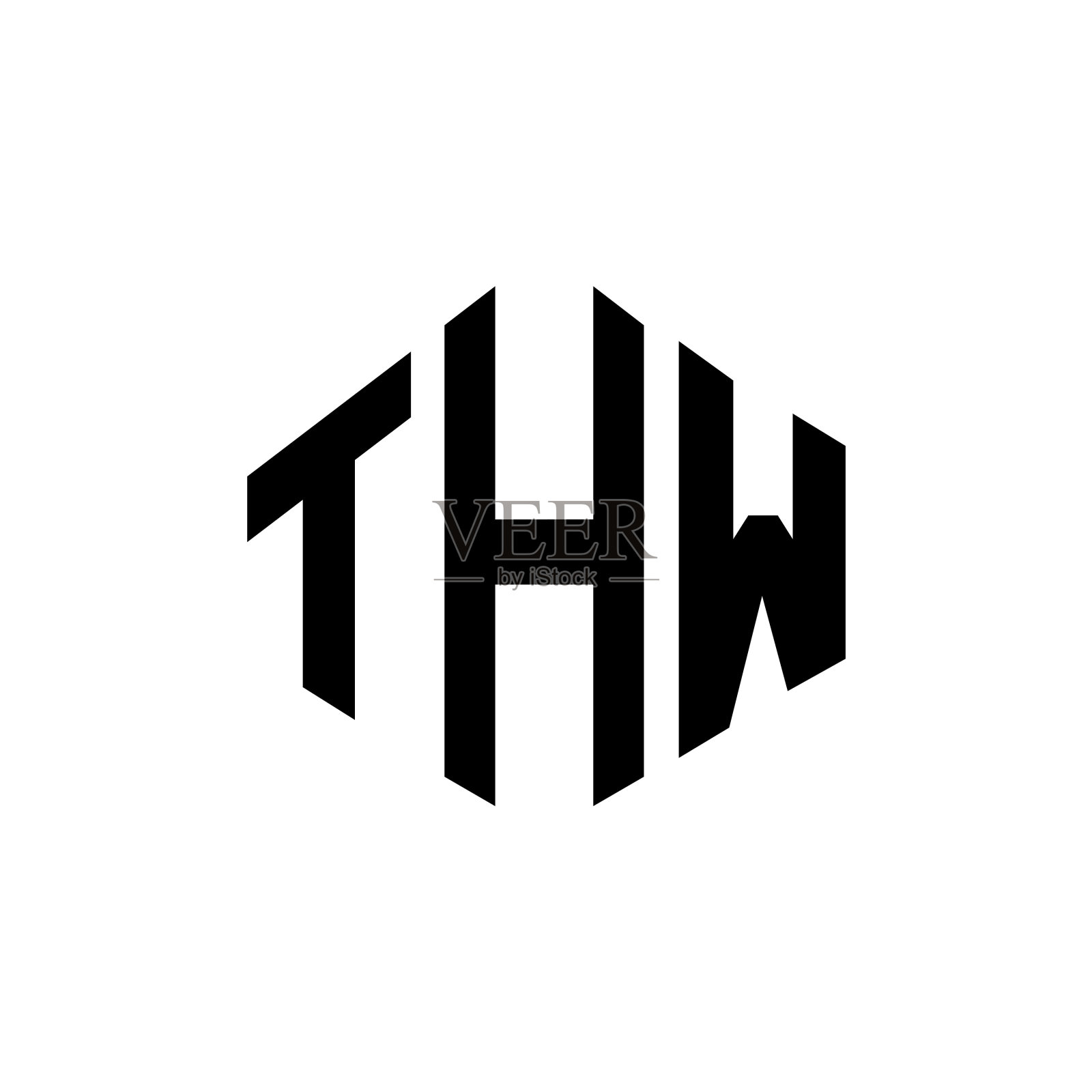 THW字母标志设计采用THW多边形形状插画图片素材