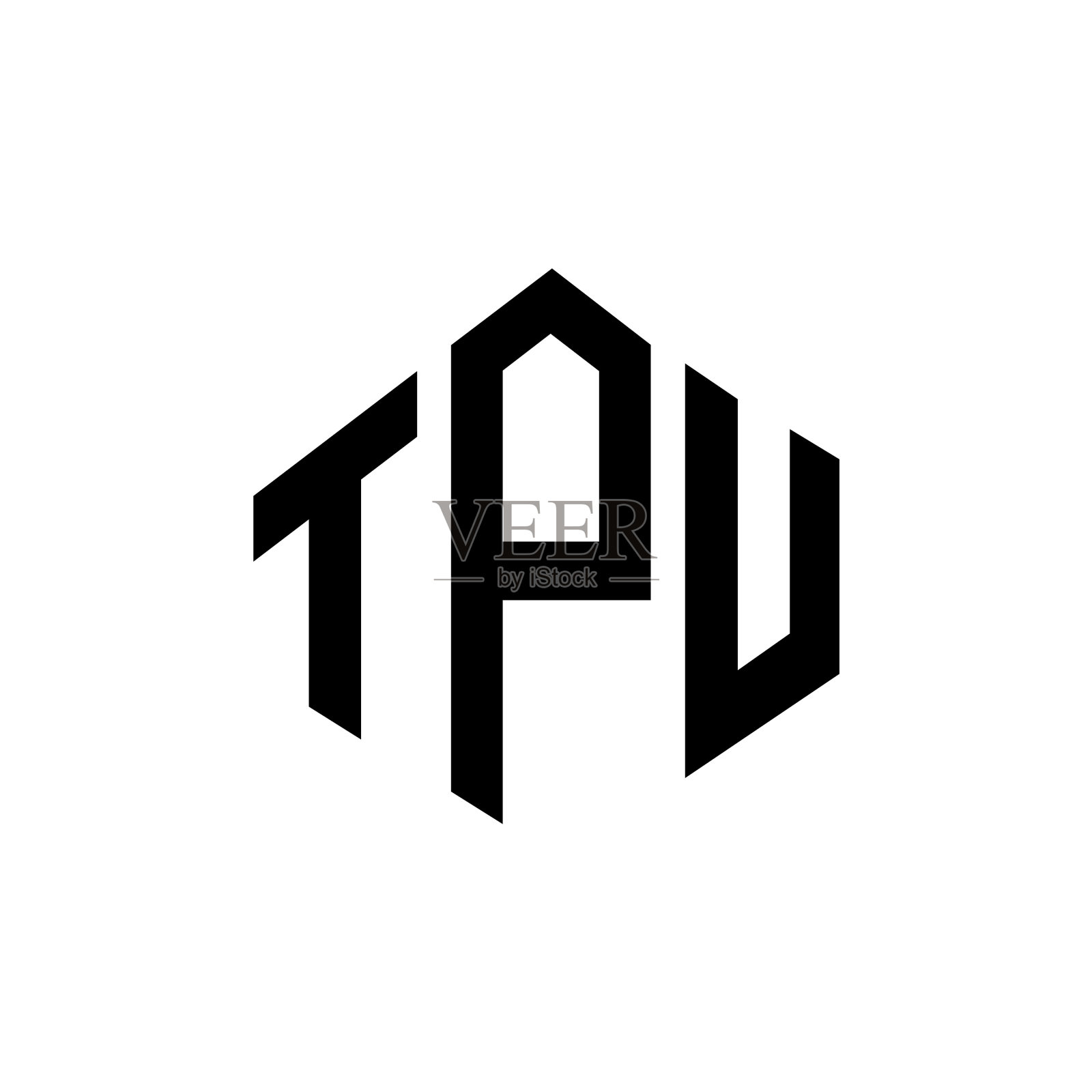 Tpu字母标志设计与多边形形状Tpu插画图片素材