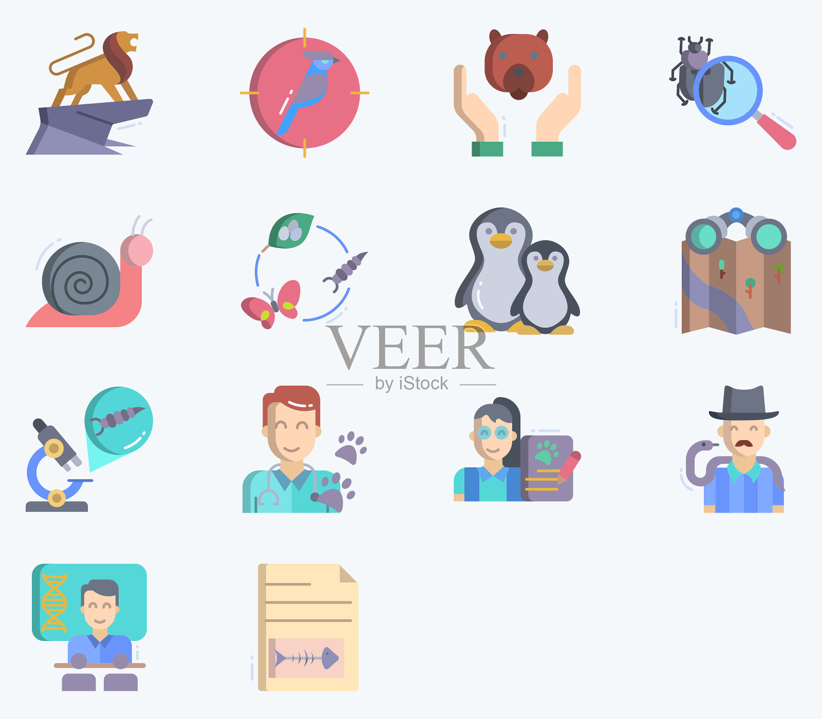 动物学图标集，动物研究向量图标素材