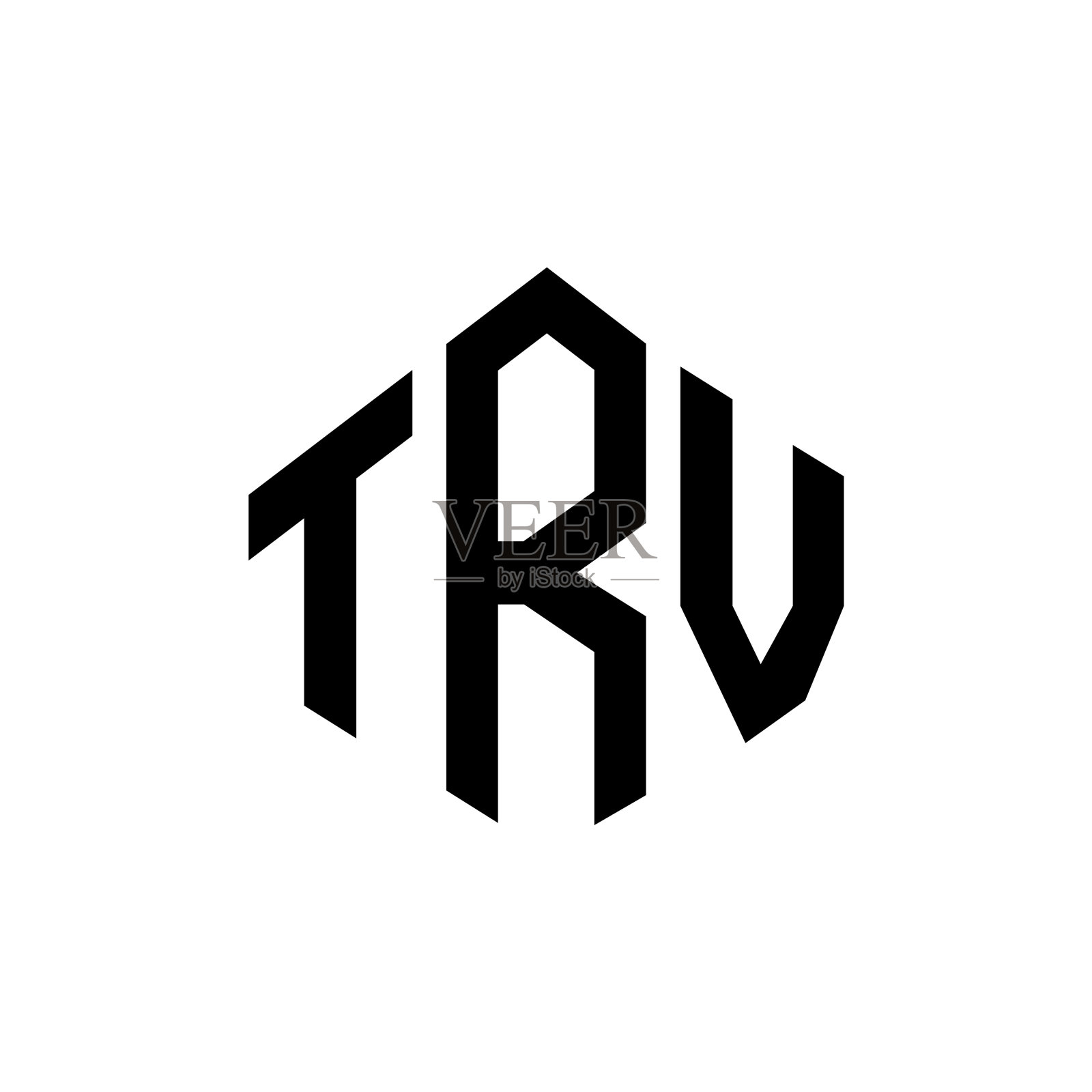 TRV字母标志设计采用TRV多边形形状插画图片素材