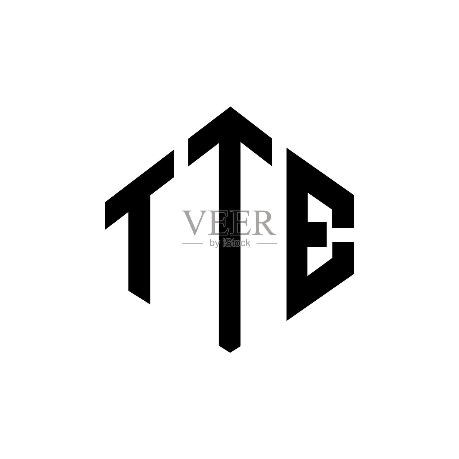 Tte字母标志设计与多边形形状Tte设计元素图片