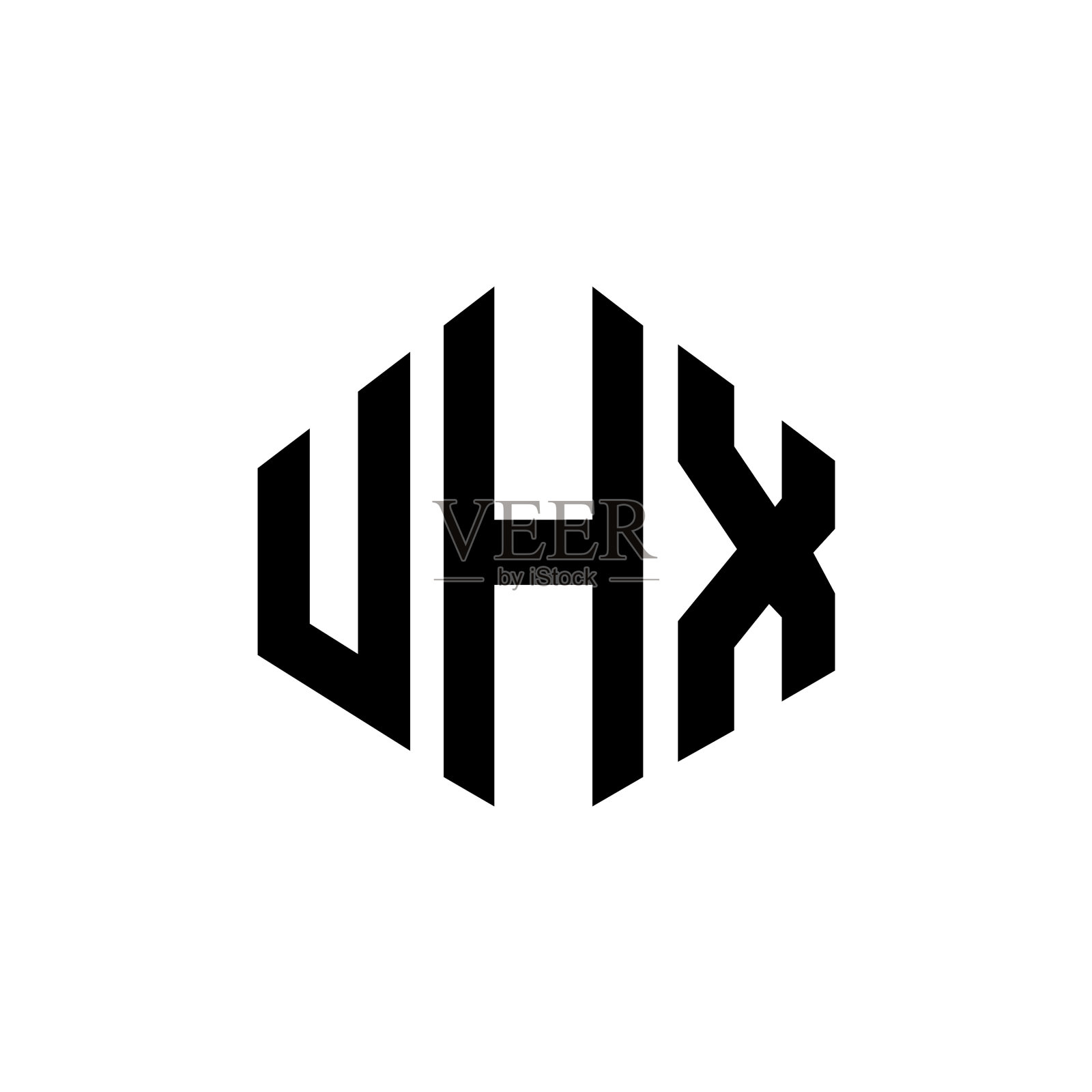 Uhx字母logo设计，多边形形状Uhx插画图片素材
