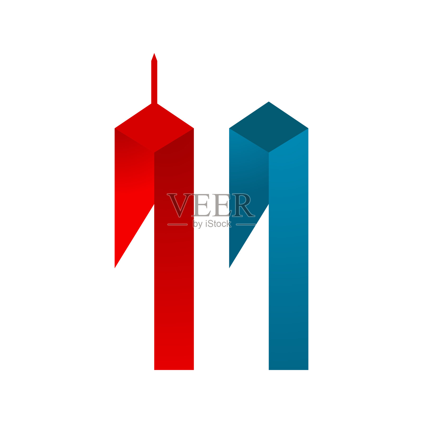 双塔爱国者日矢量图标设计插画图片素材