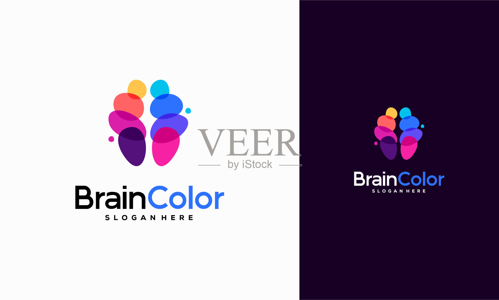 彩色头脑风暴标志向量，大脑标志设计模板，想法设计概念，设计元素图片