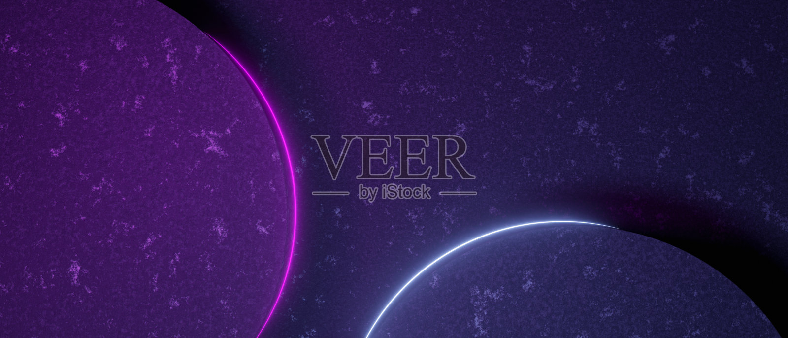 动态紫色背景与灯在圆形状的边缘平滑污垢纹理。3D渲染插图设计模板。照片摄影图片