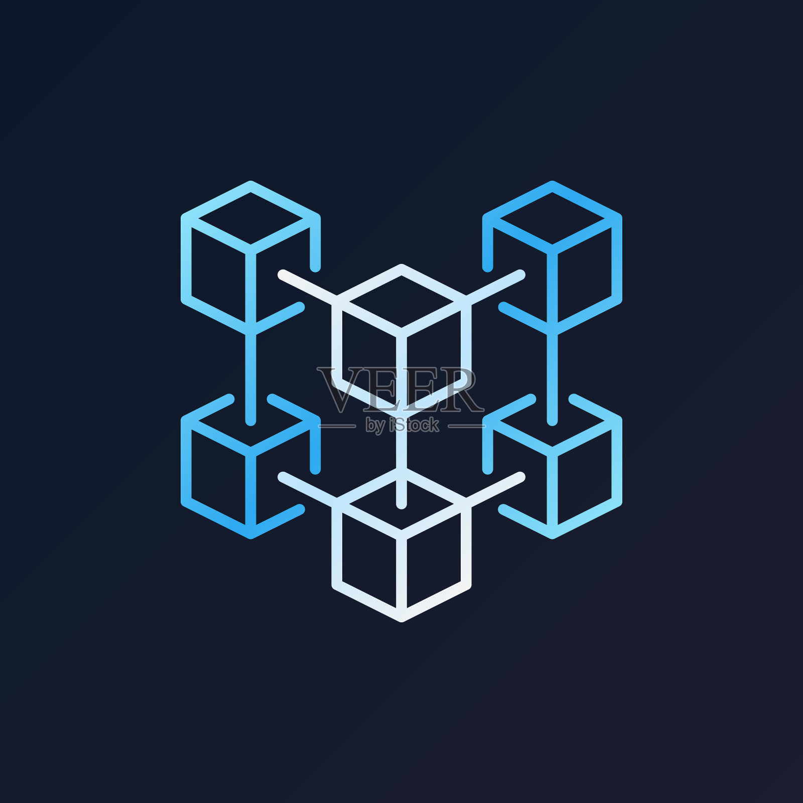 区块链加密技术矢量现代图标或标志插画图片素材