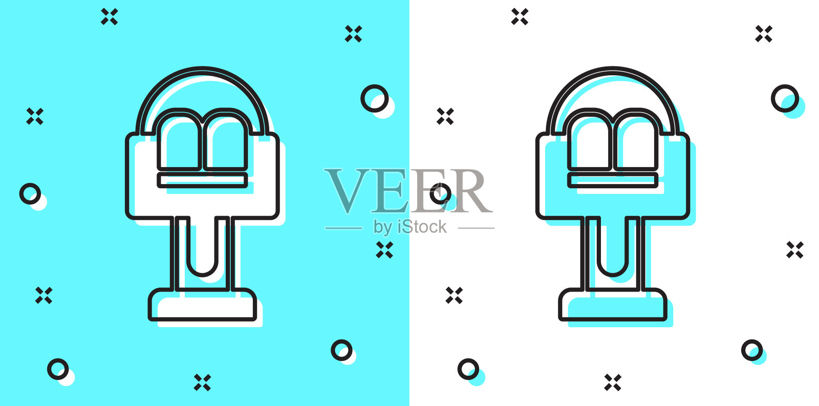 吸引旋转木马图标上的黑线孤立插画图片素材